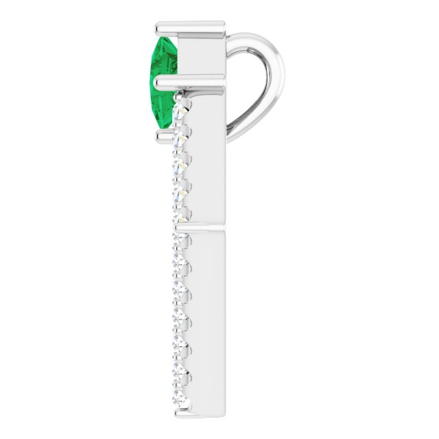 Platinum Square Natural Emerald Accented Geometric Necklace or Pendant - view 3
