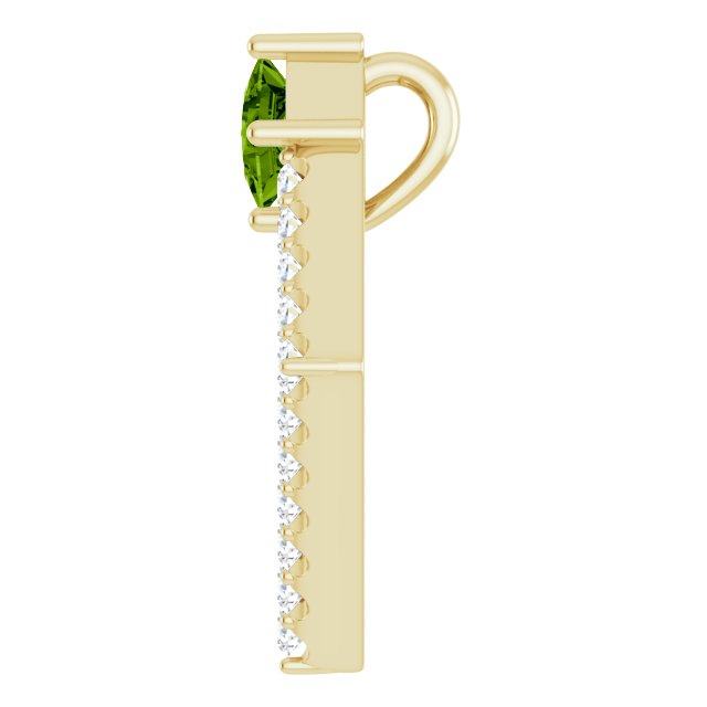 14K Gold Square Natural Peridot Accented Geometric Necklace or Pendant - Yellow Gold - view 3