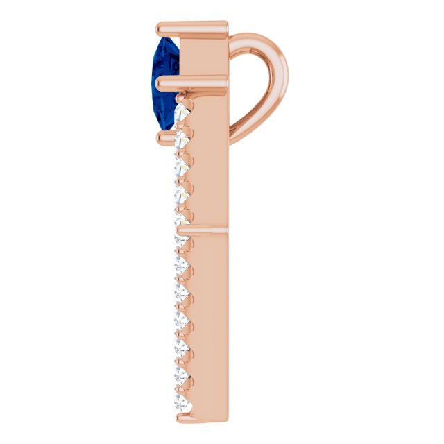 14K Gold Square Natural Blue Sapphire Accented Geometric Necklace or Pendant - Rose Gold - view 3