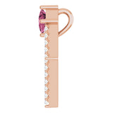 14K Gold Square Natural Pink Tourmaline Accented Geometric Necklace or Pendant - Rose Gold - view 3