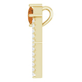 14K Gold Square Natural Citrine Accented Geometric Necklace or Pendant - Yellow Gold - view 3