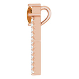 14K Gold Square Natural Citrine Accented Geometric Necklace or Pendant - Rose Gold - view 3