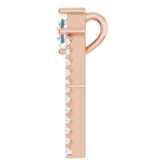 14K Gold Square Natural White Sapphire Accented Geometric Necklace or Pendant - Rose Gold - view 3