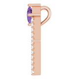 14K Gold Square Natural Amethyst Accented Geometric Necklace or Pendant - Rose Gold - view 3