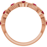 14K Gold Round Lab-Grown Ruby Accented Stackable Ring - Rose Gold - view 2