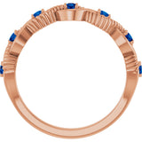 14K Gold Round Natural Blue Sapphire Accented Stackable Ring – 2mm Stones - Rose Gold - view 2