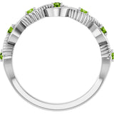 14K Gold Round Natural Peridot Accented Stackable Ring – 2mm Stones - White Gold - view 2