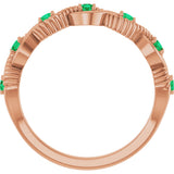 14K Gold Round Lab-Grown Emerald Accented Stackable Ring - Rose Gold - view 2