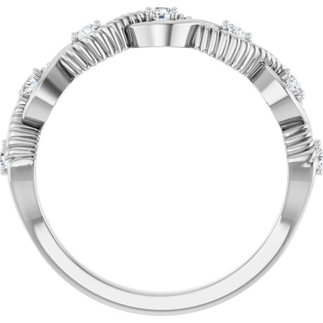 Platinum Round Natural Diamond Accented Stackable Ring – 2mm Stones - view 2