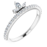Platinum Marquise Natural Diamond Accented Stackable Crown Ring