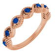 14K Gold Round Lab-Grown Blue Sapphire Accented Stackable Ring - Rose Gold