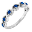 Platinum Round Lab-Grown Blue Sapphire Accented Stackable Ring