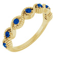 14K Gold Round Natural Blue Sapphire Accented Stackable Ring – 2mm Stones - Yellow Gold