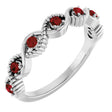 Platinum Round Natural Mozambique Garnet Accented Stackable Ring – 2mm Stones