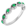 Platinum Round Lab-Grown Emerald Accented Stackable Ring