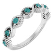 Platinum Round Natural Alexandrite Accented Stackable Ring – 2mm Stones