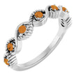 Platinum Round Natural Citrine Accented Stackable Ring – 2mm Stones