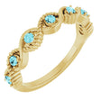 14K Gold Round Natural Blue Zircon Accented Stackable Ring – 2mm Stones - Yellow Gold