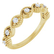 14K Gold Round Natural White Sapphire Accented Stackable Ring - Yellow Gold