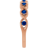 14K Gold Round Natural Blue Sapphire Accented Stackable Ring – 2mm Stones - Rose Gold - view 4