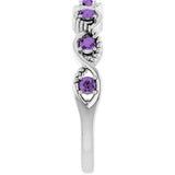 Platinum Round Natural Amethyst Accented Stackable Ring – 2mm Stones - view 4