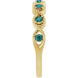 14K Gold Round Natural Alexandrite Accented Stackable Ring – 2mm Stones - Yellow Gold - view 4