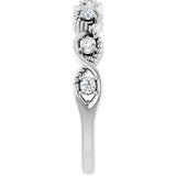 Platinum Round Natural White Sapphire Accented Stackable Ring - view 4