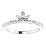 Platinum Marquise Natural Diamond Accented Stackable Crown Ring - view 3