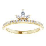 14K Gold Marquise Natural Diamond Accented Stackable Crown Ring - Yellow Gold - view 3