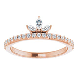 14K Gold Marquise Natural Diamond Accented Stackable Crown Ring - Rose Gold - view 3