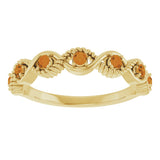 14K Gold Round Natural Citrine Accented Stackable Ring – 2mm Stones - Yellow Gold - view 3