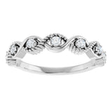 Platinum Round Natural White Sapphire Accented Stackable Ring - view 3