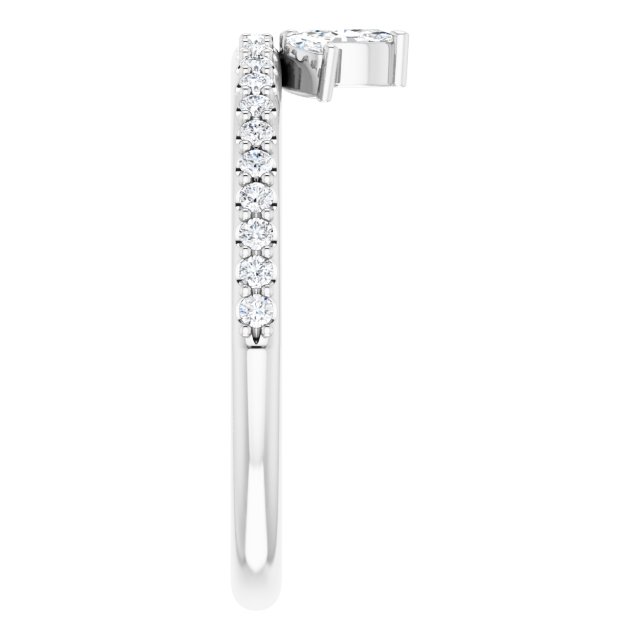 Platinum Marquise Natural Diamond Accented Stackable Crown Ring - view 4