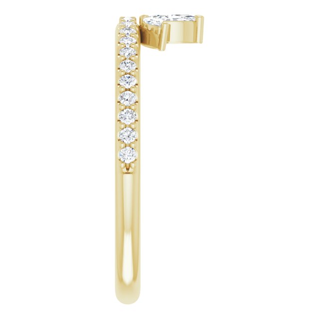 14K Gold Marquise Natural Diamond Accented Stackable Crown Ring - Yellow Gold - view 4