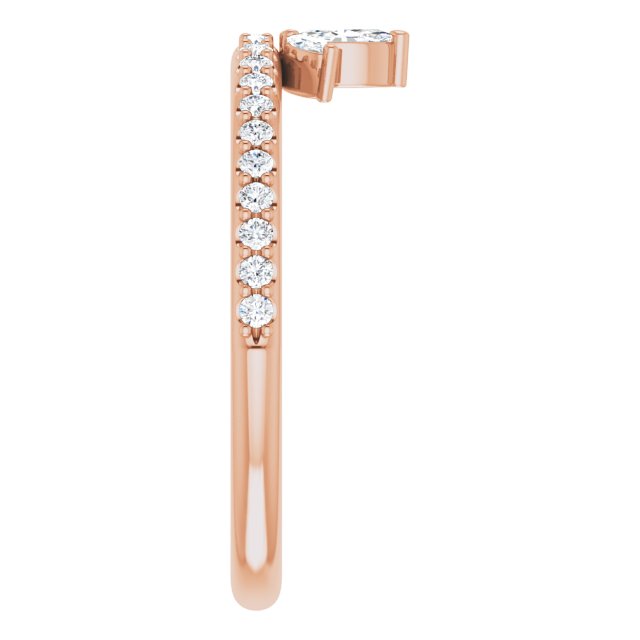 14K Gold Marquise Natural Diamond Accented Stackable Crown Ring - Rose Gold - view 4
