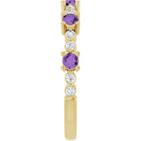 14K Gold Round Natural Amethyst Accented Stackable Ring – 2.5mm Stones - Yellow Gold - view 4