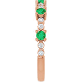 14K Gold Round Natural Emerald Accented Stackable Ring – 2.5mm Stones - Rose Gold - view 4