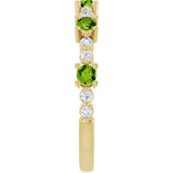 14K Gold Round Natural Peridot Accented Stackable Ring – 2.5mm Stones - Yellow Gold - view 4