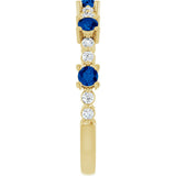 14K Gold Round Natural Blue Sapphire Accented Stackable Ring – 2.5mm Stones - Yellow Gold - view 4