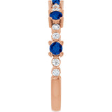 14K Gold Round Lab-Grown Blue Sapphire Accented Stackable Ring – 2.5mm Stones - Rose Gold - view 4