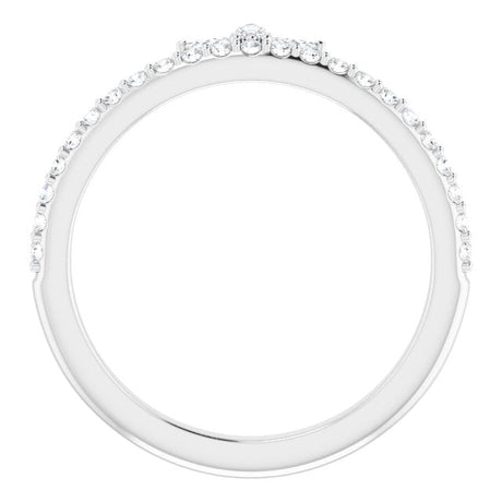Platinum Marquise Natural Diamond Accented Stackable Crown Ring - view 2