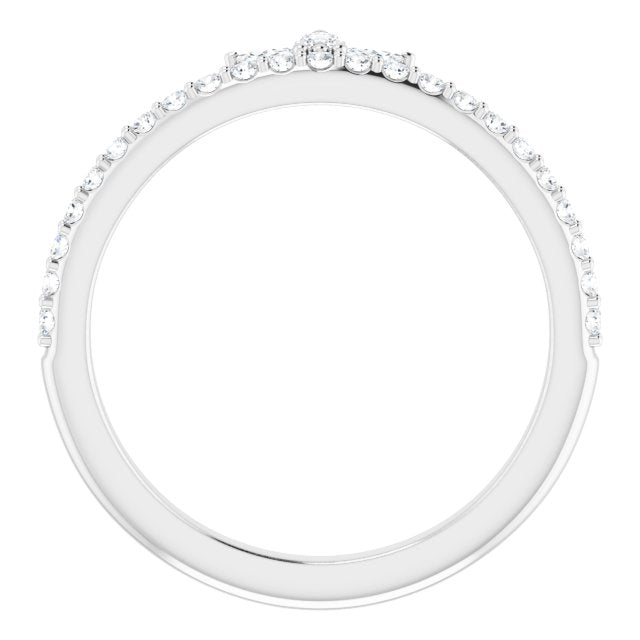 Platinum Marquise Natural Diamond Accented Stackable Crown Ring - view 2