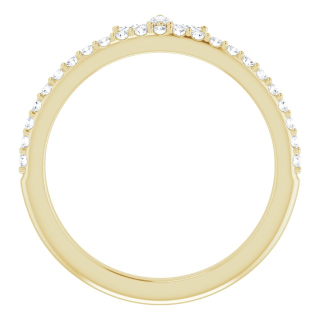 14K Gold Marquise Natural Diamond Accented Stackable Crown Ring - Yellow Gold - view 2