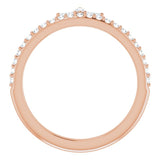 14K Gold Marquise Natural Diamond Accented Stackable Crown Ring - Rose Gold - view 2