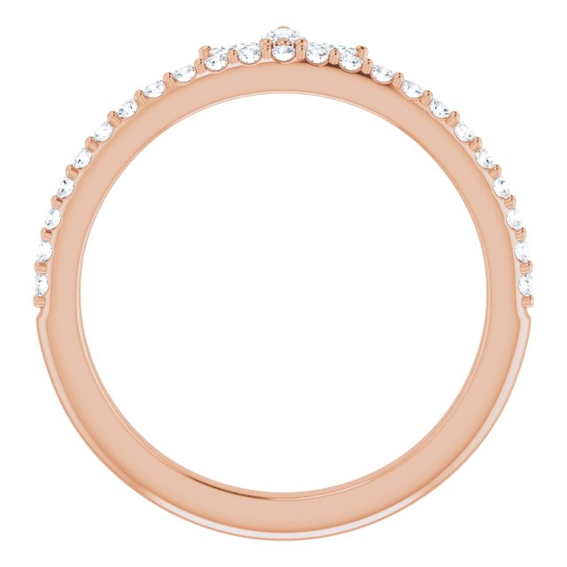 14K Gold Marquise Natural Diamond Accented Stackable Crown Ring - Rose Gold - view 2