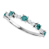 Platinum Round Natural Alexandrite Accented Stackable Ring – 2.5mm Stones - view 5