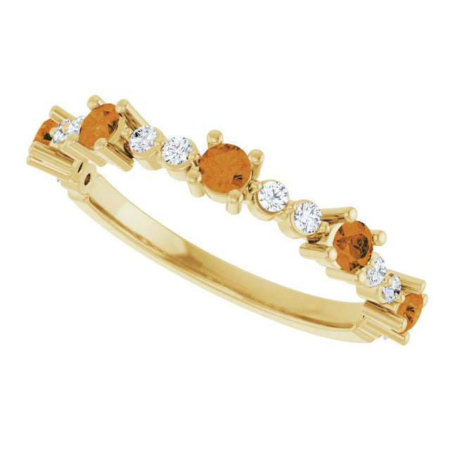 14K Gold Round Natural Citrine Accented Stackable Ring – 2.5mm Stones - Yellow Gold - view 5