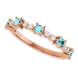 14K Gold Round Natural Blue Zircon Accented Stackable Ring – 2.5mm Stones - Rose Gold - view 5