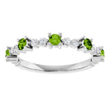 Platinum Round Natural Peridot Accented Stackable Ring – 2.5mm Stones - view 3