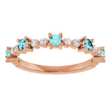 14K Gold Round Natural Blue Zircon Accented Stackable Ring – 2.5mm Stones - Rose Gold - view 3